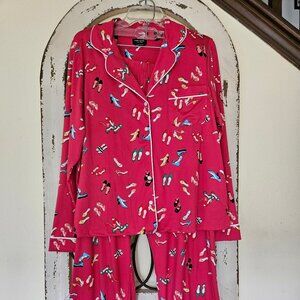 Kate Spade Pajama 2Piece Red High Heels / Shoes Long Sleeve size L